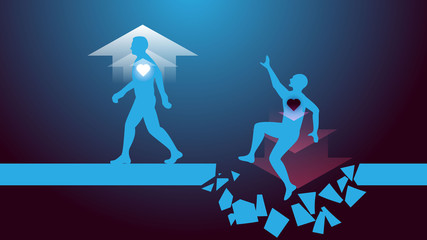 Motive power of destiny is condition of heart: Darknes in soul leads to fall, and property saves the life