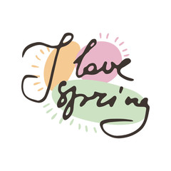 Hand sketched logo, badge typography icon. Lettering spring season for greeting card, invitation symbol. Retro, vintage lettering banner, poster, print, tag