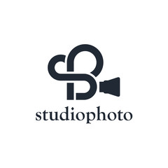 Studio Photo, photography / videography camera concept logo icon vector template with letter SP