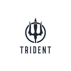 Trident logo monogram intersection line Emblem of Ukraine, black and white boutique vintage emblem mockup