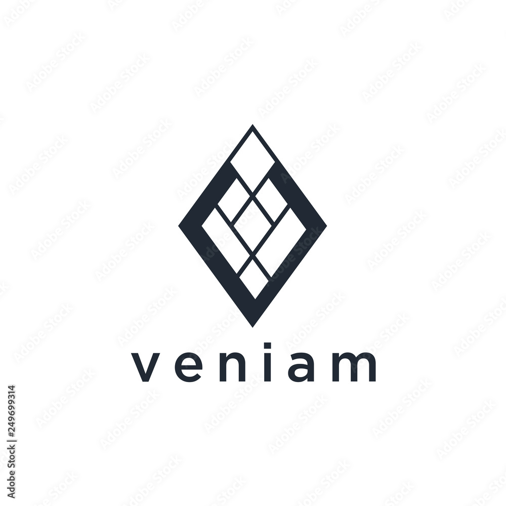 Poster Elegant line curve vector logotype. Premium letter V logo design. Luxury linear creative monogram.