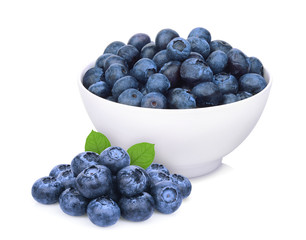 blueberry in the white bowl isolated on white background