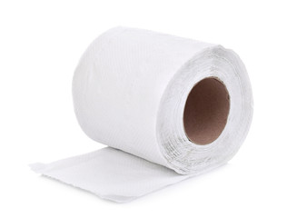 one roll toilet paper or tissue isolated on white background