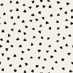 Doodle love seamless pattern. Valentines Day background with cute hearts. Vector illustration.