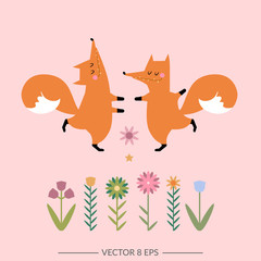 Cute vector foxes