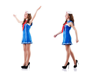 Woman sailor in marine concept