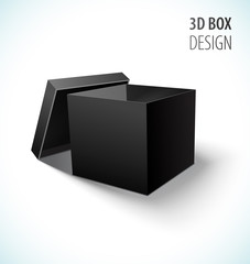 Cardboard black box icon with open lid.