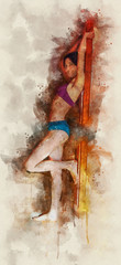 Runny Watercolor Illustration of a