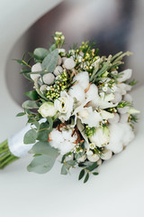 Winter wedding bouquet on a white background