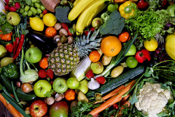 Gemüse und Obst unsortiert