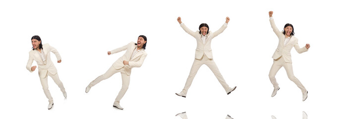 Man in funny concept isolated on white