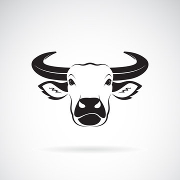 Vector of buffalo head design on white background. Wild Animals. buffalo head Icon or logo. Easy editable layered vector illustration.