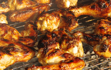 Grilled chicken on the grill
