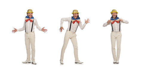Man in funny concept isolated on white