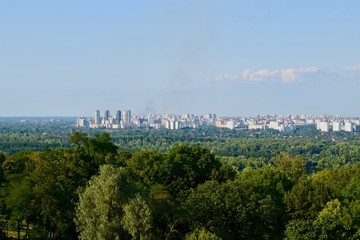 Fototapeta na wymiar Panoramic view over Kiev Ukraine, from viewpoint. Background