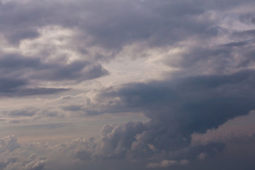 White clouds and blue sky from an airplane