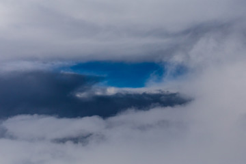 Naklejka na ściany i meble White clouds and blue sky from an airplane