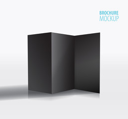 Black Brochure design isolated on grey.Realistic style.