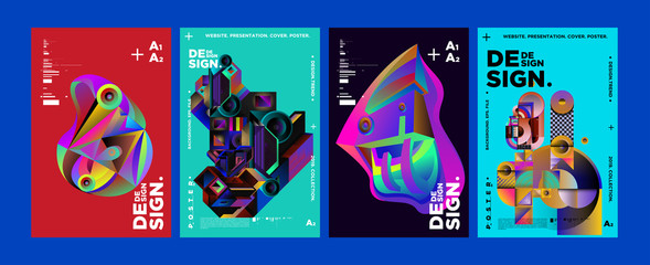 Cover and Poster Design Template for Magazine. Trendy Vector Typography and Colorful Illustration Collage for Cover and Page Layout Design Template in eps10.