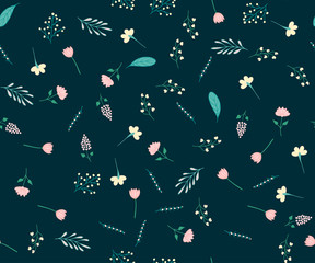 Seamless background with hand drawn flowers.
