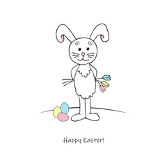 Easter bunny. Circuit vector illustration.