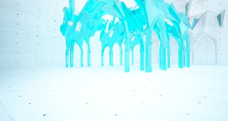Abstract  concrete gothic interior. 3D illustration and rendering.