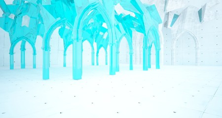 Abstract  concrete gothic interior. 3D illustration and rendering.