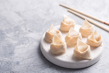 Raw wonton, Chinese dish made from dough and fillings