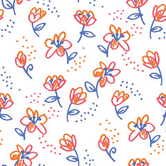 Floral hand drawn seamless pattern