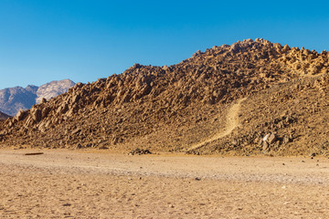 View of Arabian desert and mountain range Red Sea Hills in Egypt