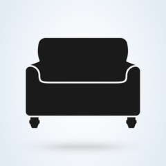 Sofa vector illustration isolated on white background. Old style sofa icon