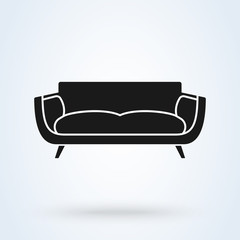 Sofa vector illustration isolated on white background. Old style sofa icon