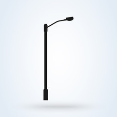 Street light vector icon. Lamppost flat silhouette.