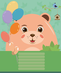 Vector illustration of cover for the notebook with a bear