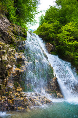 Wild Urlatoarea waterfall , Bucegi Mountains, romania