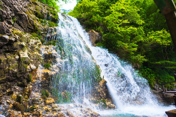 Wild Urlatoarea waterfall , Bucegi Mountains, romania