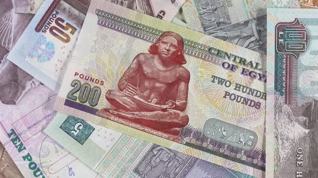 Egyptian currency pounds close up rotating. Egypt money. 4K stock video footage