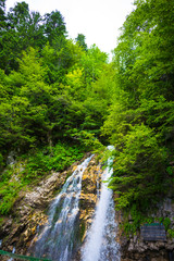Wild Urlatoarea waterfall , Bucegi Mountains, romania
