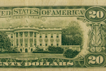 Macro shot of twenty dollar bill