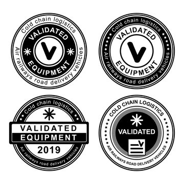 Valideted Equipment stamp on white background. Cold chain logistics.