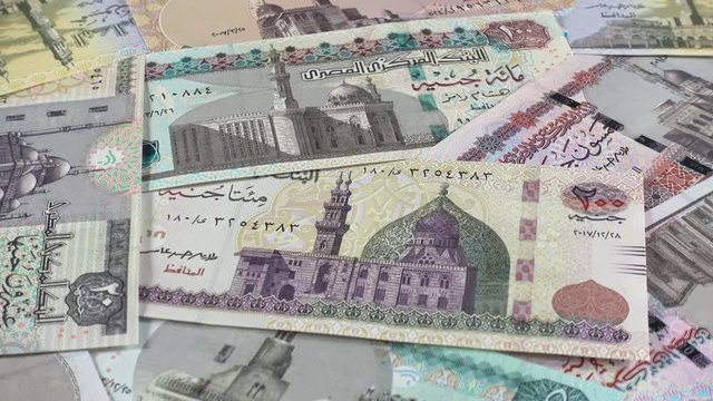Egypt pounds slow rotating. Egyptian money currency. 4K stock video footage