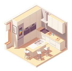 Vector isometric kitchen interior