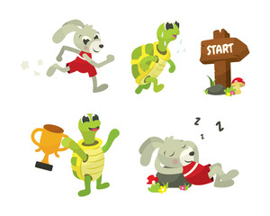 The Tortoise and The hare Character illustration Collection © Salachiz