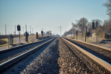 Naklejka premium Eisenbahnschienen, Schienen, Bahn, Zug, Weg, Strecke, Sommer