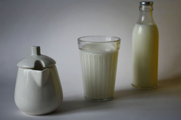 bottle and glass of milk