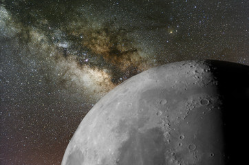 The Milky Way and the Moon.