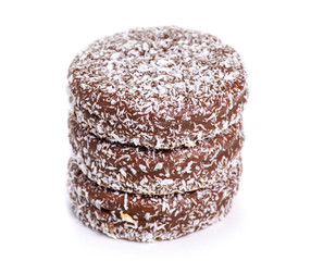 cookies with chocolate coconut marshmallow on a white background. Isolation