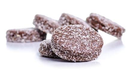 cookies with chocolate coconut marshmallow on a white background. Isolation