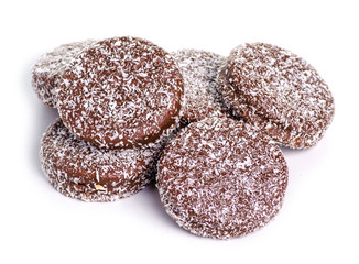 cookies with chocolate coconut marshmallow on a white background. Isolation