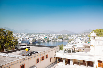 Aerial view of Udaipur city, India